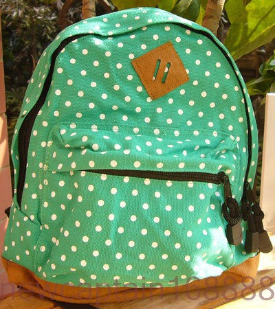   COOL Green dots Polka TODDLER Girls CAVANS 2 ZIPPERS SMALL BACKPACK