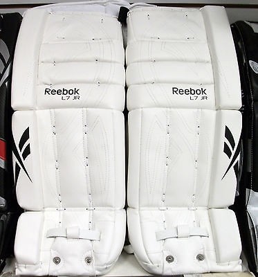   Reebok Larceny L7 Pad goal leg pads All White Wht/Wt ice hockey goalie