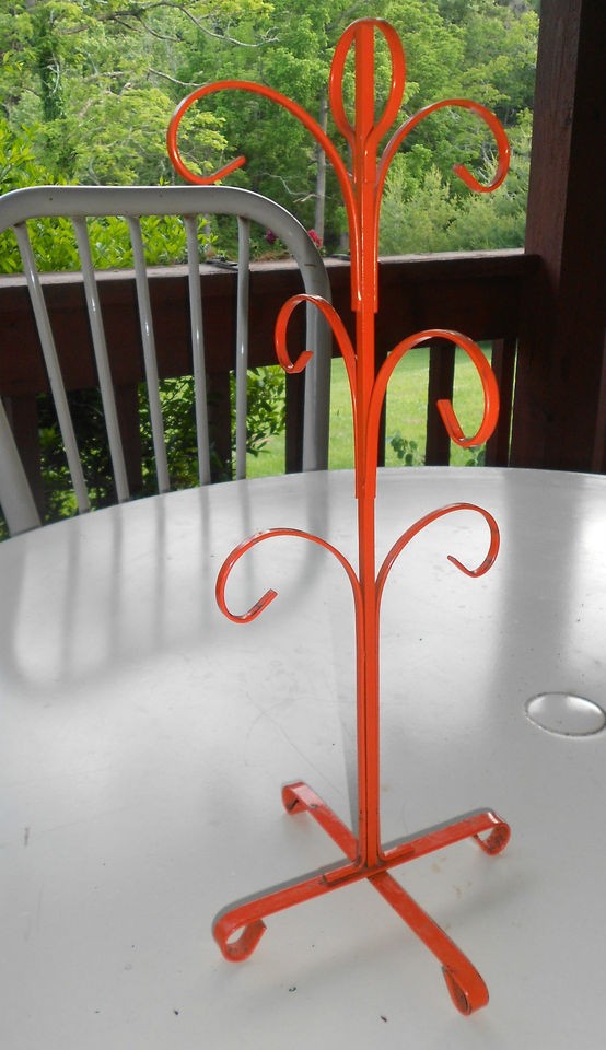   CUP RACK ORANGE ENAMEL PAINT METAL CUP HOLDER KITCHEN EQUIPMENT NICE