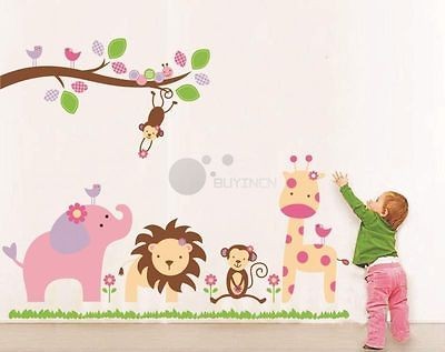 Removable large Jungle Animal zoo Wall Sticker Decor Decal Nursery 