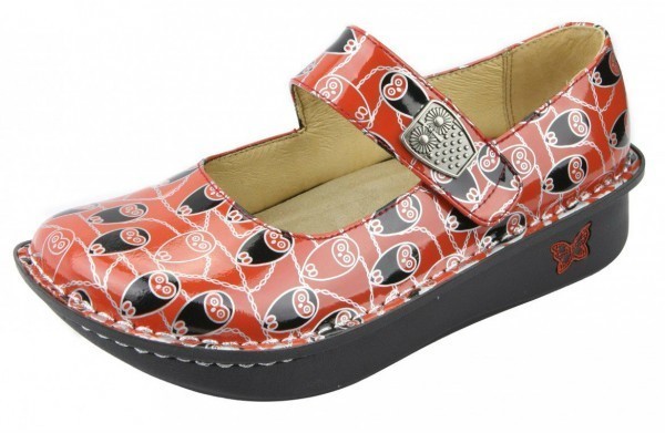 Alegria Womens Paloma Coral Owl Print Patent Leather Mary Jane Shoe 