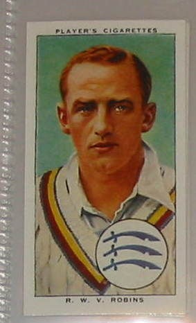 22 r w v robins cambridge middlesex eng cricket card r