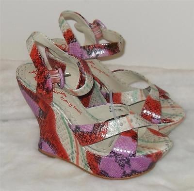 ALICE & OLIVIA BY STACY BENDET JULIET PAINTED SNAKESKIN WEDGE SHOE SZ 