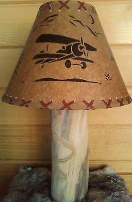 AIRPLANE LAMP* VINTAGE LOOK PILOT GIFT RUSTIC BI PLANE LOG 