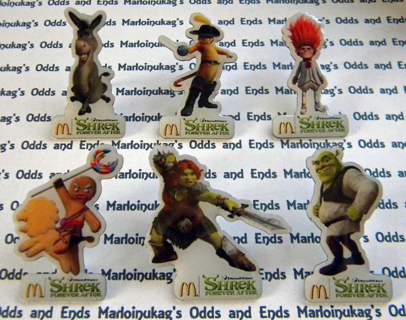 New Dreamworks Shrek Forever After 6pc Mcdonald pin set