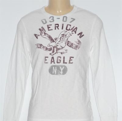 American Eagle Outfitters AEO Mens White Long Sleeve Thermal Shirt New 
