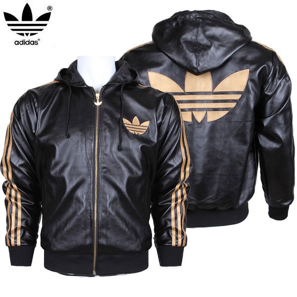 Adidas Originals Faux Leather Windbreaker Windrunner Jacket New Black 