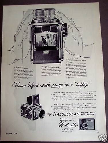 1951 Hasselblad Swedish Reflex Camera vintage print ad