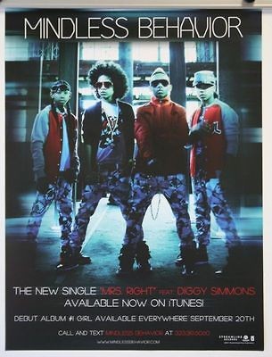 MINDLESS BEHAVIOR MRS RIGHT #1 GIRL PROMO POSTER 18x24