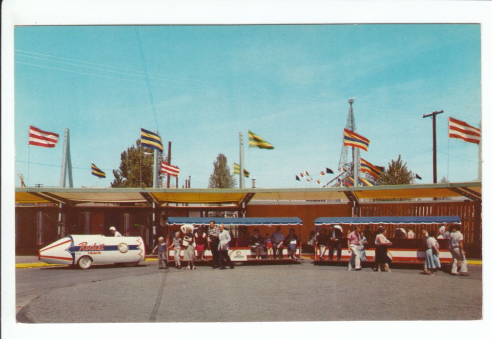 Rocket Trackless Train Portland Oregon OR Old Postcard Expo Center 