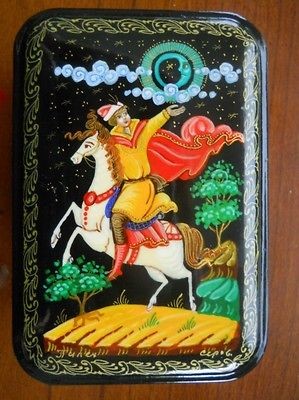   Box Palekh*Prince Elisei*Signed Handpainted Russian artis Serov