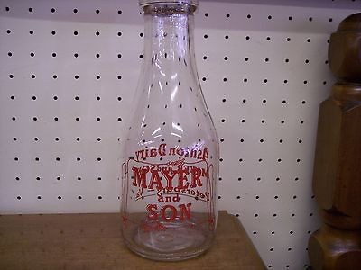 PETERSBURG VA ASHTON DAIRY MILK BOTTLE RED PAINTED 1951 MAYER & SON 