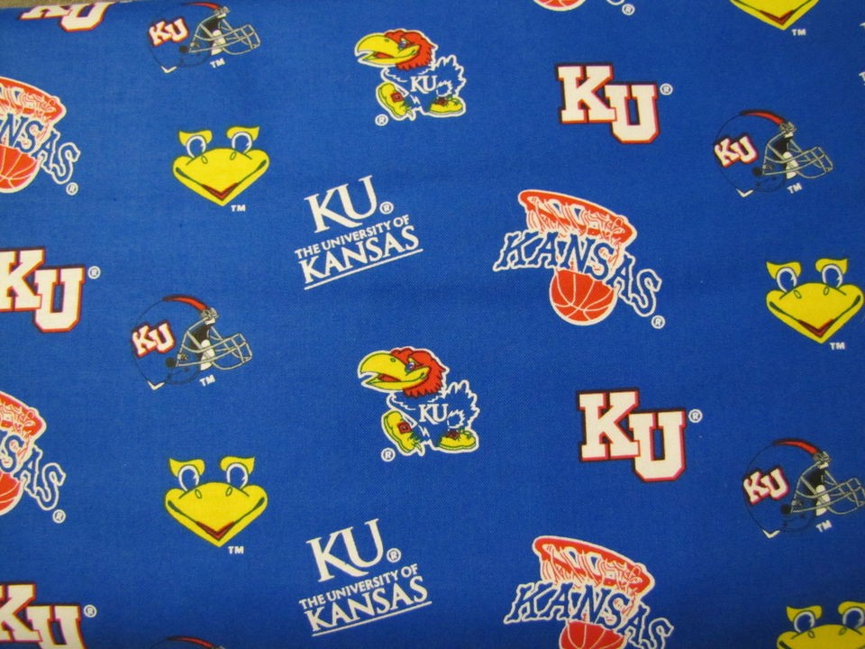 Yard University Of Kansas Jay Hawks Cotton Fabric