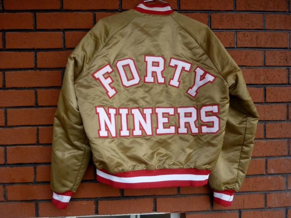 San Francisco 49ers Vintage 80s Chalk Line Satin Bomber Jacket - NFL  Football Gold Coat - Made in USA -Size Men's XL - Free Shipping