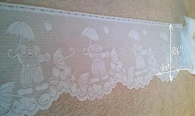 Rod ready White Shaped Valance. Clowns with balloons. NEW