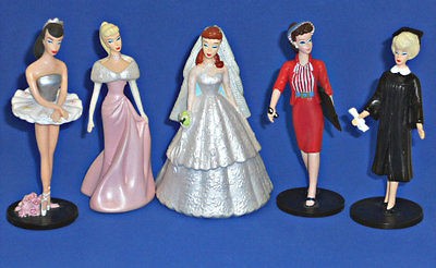 BARBIE   ENESCO   FASHION FIGURINE LOT OF 5   BRIDE GRADUATION   CAKE 