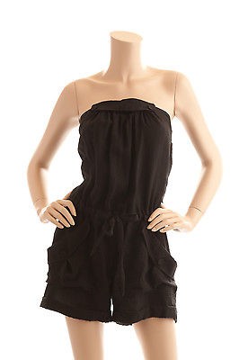 BCBG MAX AZRIA BLACK WOVEN STRAPLESS ROMPER SIZE 4