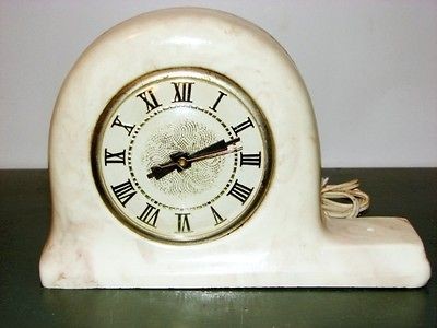 VINTAGE LANSHIRE MANTEL OR DESK 3 1/2 FACE WORKING ELECTRIC CLOCK