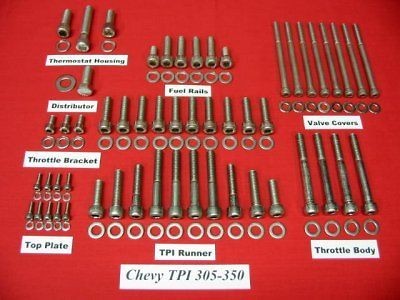 GM 305 350 TPI TOP POLISHED STAINLESS STEEL ALLEN BOLT KIT