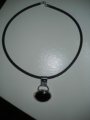 Sterling Silver 925 Slide Pendant Black Glass South West Necklace 