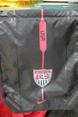 Nike USA Soccer Black Action Red White Black Nylon Drawstring Gym Bag 