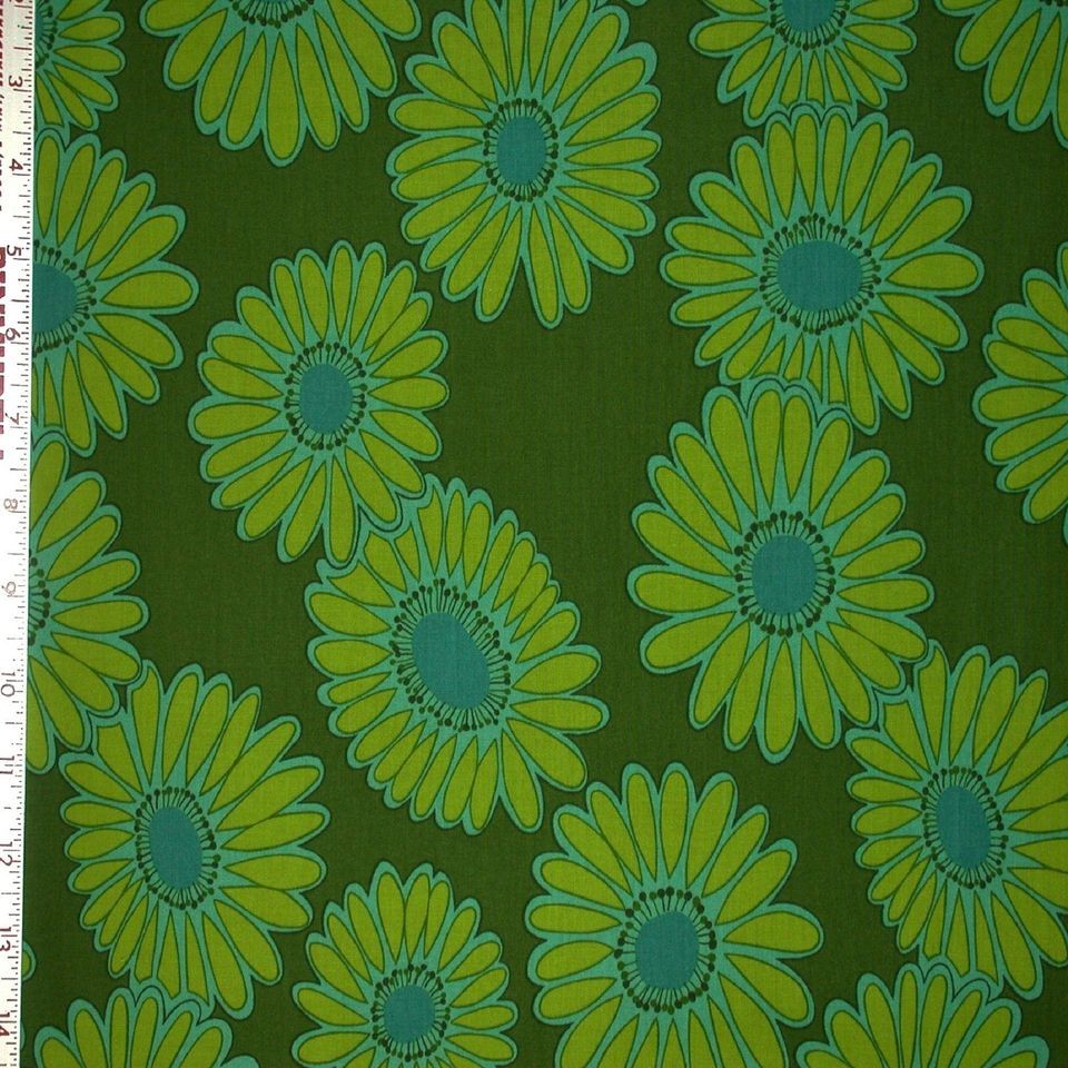 FABRIC Retro POP DAISY Free Spirit FLOURISH Valori Wells Green Blue 