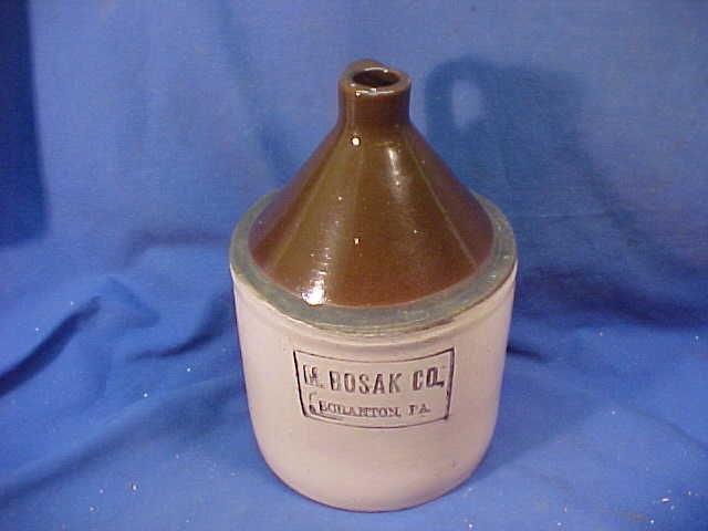 Late 19thc M.BOSACK Scranton Pa. STONEWARE Advertising WHISKEY JUG