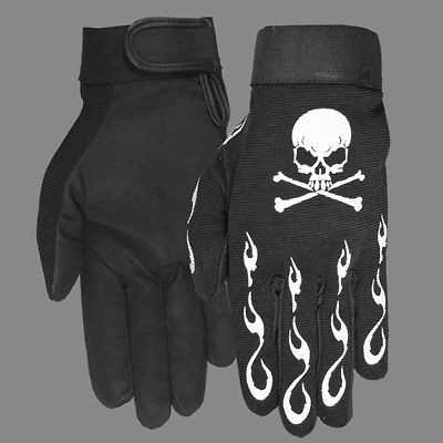 MECHANICS SKULL CROSSBONE MOTORCYCLE BIKER GOTH GLOVES LARGE