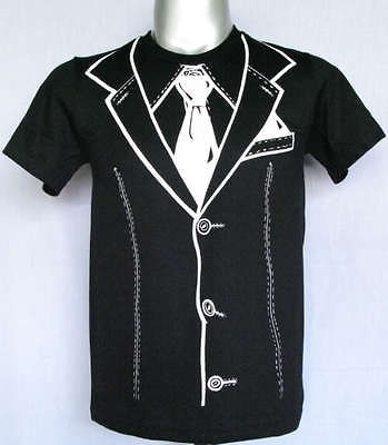 TUXEDO T Shirt Tie Suit Wedding Funny Mens Black Sz XL