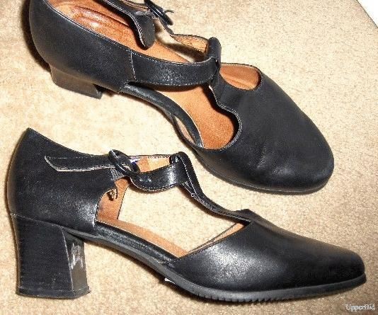 BEAUTIFEEL black leather Comfy t strap Mary Janes PUMPS heels shoes 40 