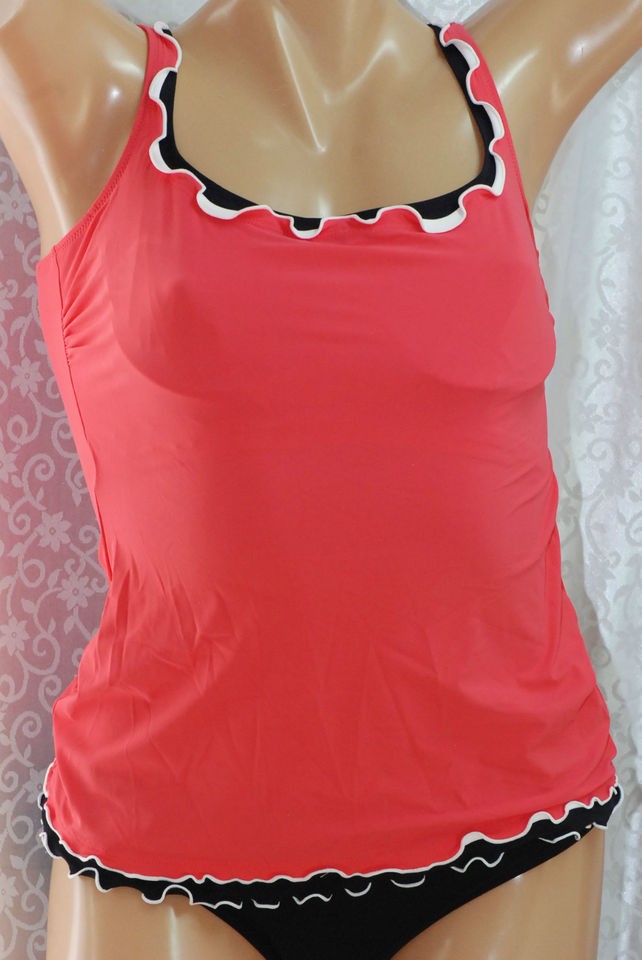 Profile by Gottex Tricolor Coral Navy Tankini Swimwear Top 34 36 38 