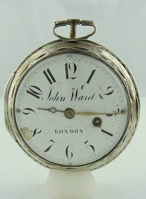 MENS ANTIQUE 1790 JOHN WARD LONDON KEY WIND POCKET WATCH 67mm