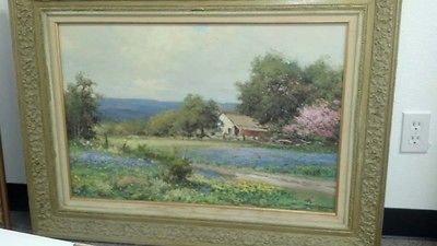 Robert W. Wood Original Painting Texas Hill Country with Lupin 