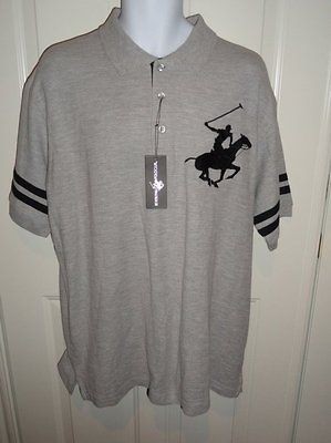 BEVERLY HILLS POLO CLUB MENS GRAY POLO SHIRT W LOGO X LARGE NWT