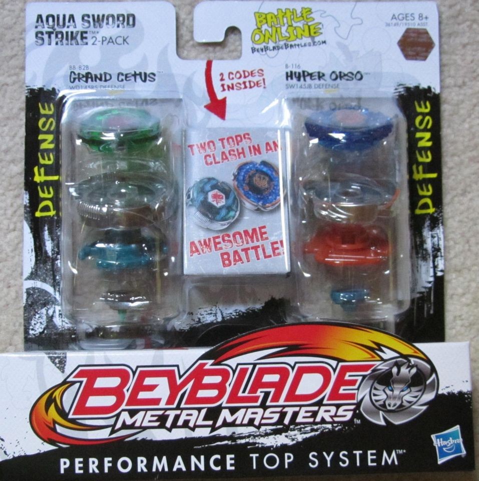 BEYBLADE AQUA SWORD STRIKE 2 PACK Grand Cetus vs Hyper Orso BY HASBRO 