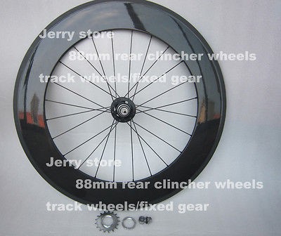 carbon track clincher bike wheel 88mm,only rear wheel,fixed gear