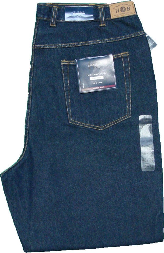 Harbor Bay Loose Fit Denim Jeans Dark Stone Wash Big and Tall W 