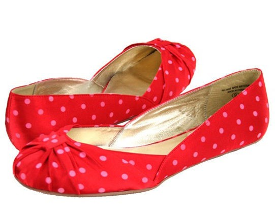 New Satin Ballet Flats Red Pink Polka Dots Size 5.5 10