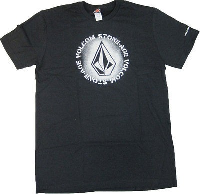 Volcom Stone Age Stencil T Shirt Black   Ships Free