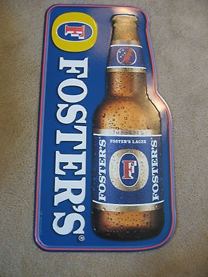 MINT  NEW FOSTERS Embossed Metal Beer Sign NR