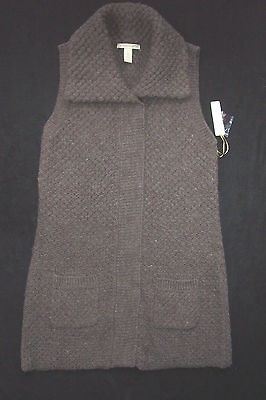 GIANNETTI Wmn xL Top SWEATER Cardigan Vest BROWN Tunic WOOL FUN 