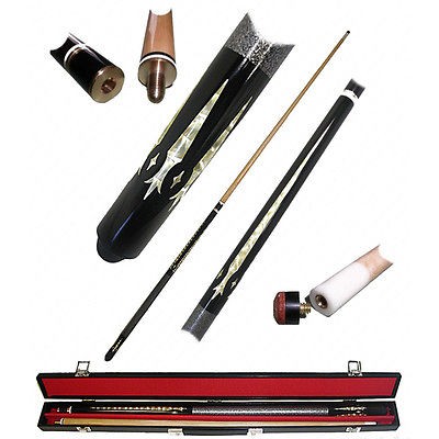 Monarch Hardwood Designer 2 Piece Pool Cue Stick   Carrying Case 