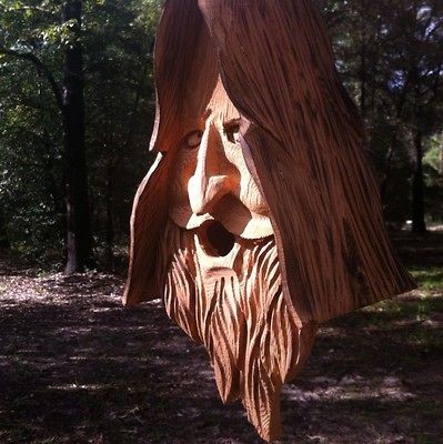 Wood Spirit Unique. Old Man, rustic, Hand Carved Cedar BirdHouse