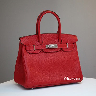 Rouge Casaque & Palladium 30cm HERMES BIRKIN BAG