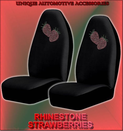 2PC RHINESTONE STRAWBERRIES HIGH BACK SEAT COVERS