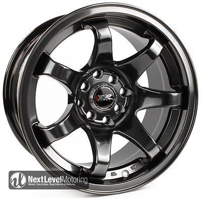   15x8 4x100 4x114.3 CHROMIUM BLACK STAGGERED WHEELS RIMS CIVIC 240SX