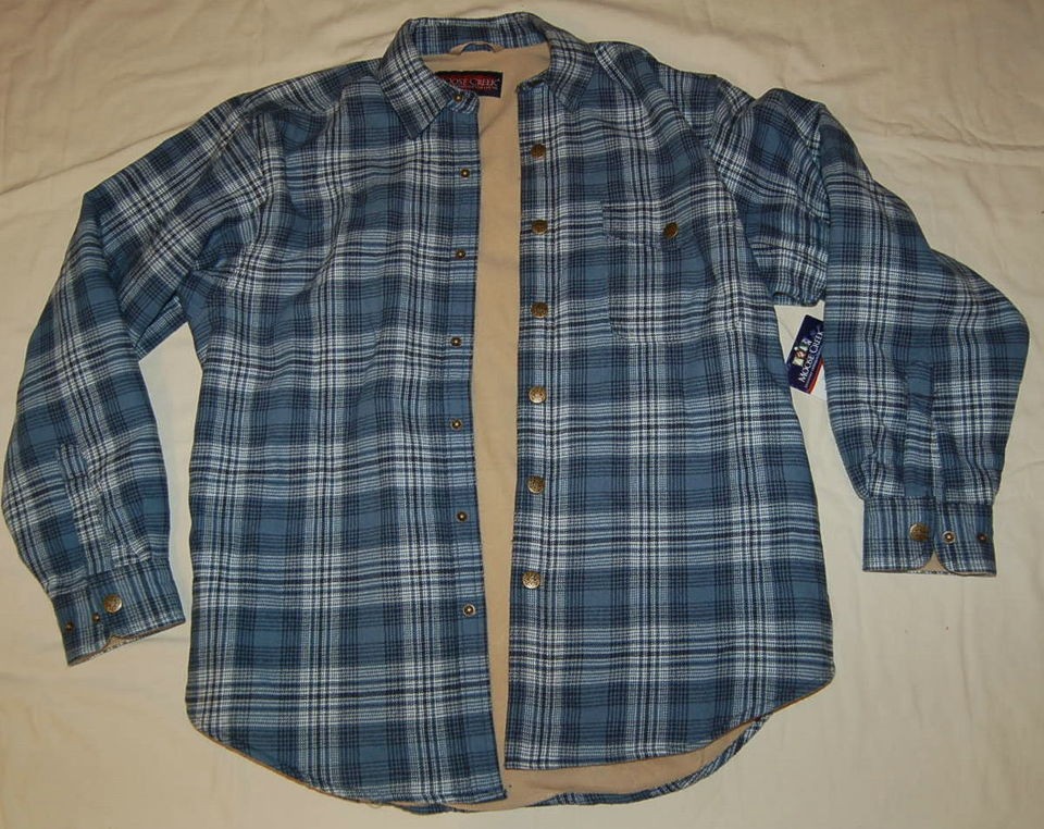 Mens INSULATED Moose Creek BLUE PLAID Snap Front WORK SHIRT Medium 38 