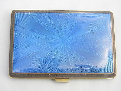 ANTIQUE BLUE GUILLOCHE & GOLD CASED DECO CIGARETTE CASE