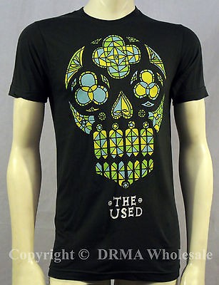 Authentic THE USED Band Stained Glass Skull Slim Fit T Shirt S M L XL 