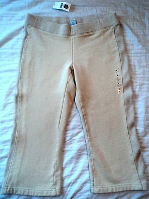 NWT Womens GAP Athletic Work Out Wide Leg Capri Sweat Pants Beige Sz 